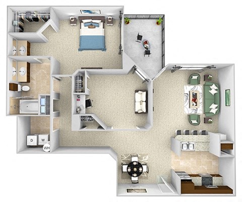 Monterra Las Colinas - A8 - 1 bedroom - 1 bath - 3D