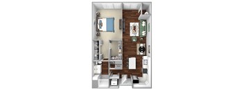 A8 - 1 Bed - 1 Bath - The Airdrie at Paoli Station - 3D Floor Plan