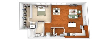 Harbor Hill Apartments - A9 - 1 bed 1 bath - 3D