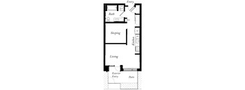 AA - 1 Bed -1 Bath - 575 Sq Ft - 2D - Willow Apartments