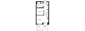 AB - 1 Bed -1 Bath - 575 Sq Ft - 2D - Willow Apartments