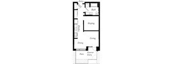 AC - 1 Bed -1 Bath - 575 Sq Ft - 2D - Willow Apartments