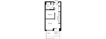 AD - 1 Bed -1 Bath - 583 Sq Ft - 2D - Willow Apartments