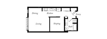 AI - 1 Bed -1 Bath - 625 Sq Ft - 2D - Willow Apartments