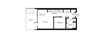 AN - 1 Bed -1 Bath - 608 Sq Ft - 2D - Willow Apartments