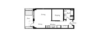AO - 1 Bed -1 Bath - 648 Sq Ft - 2D - Willow Apartments