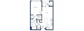 A1 2D floor plan 1 bed 1 bath