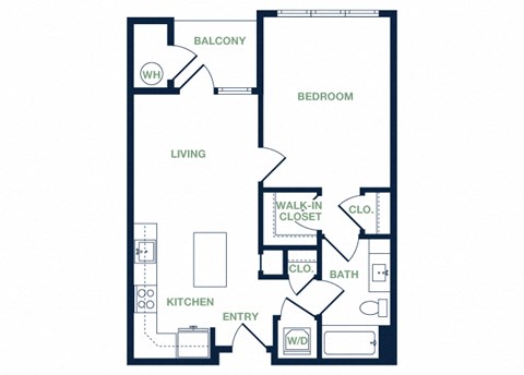 A5 2D floor plan 1 bed 1 bath