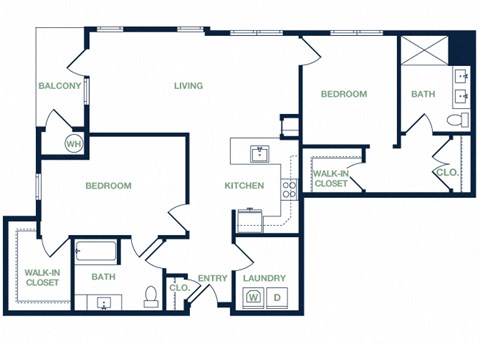 B10 2D floor plan 2 bed 2 bath