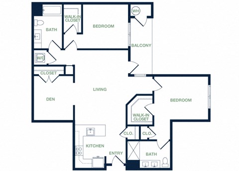 B11 2D floor plan 2 bed 2 bath