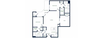 B12 2D floor plan 2 bed 2 bath