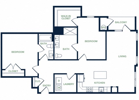 B13 2D floor plan 2 bed 2 bath
