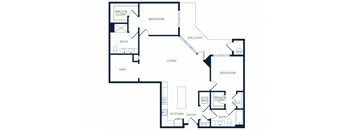 B14 2D floor plan 2 bed 2 bath