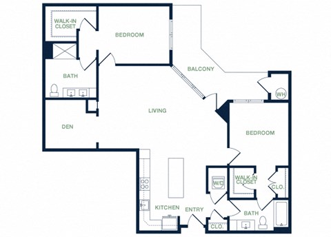 B14 2D floor plan 2 bed 2 bath