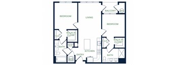 B1 2D floor plan 2 bed 2 bath