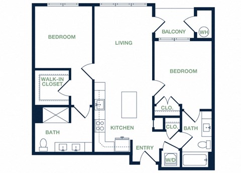 B2 2D floor plan 2 bed 2 bath