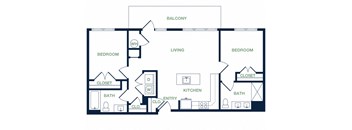 B3 2D floor plan 2 bed 2 bath