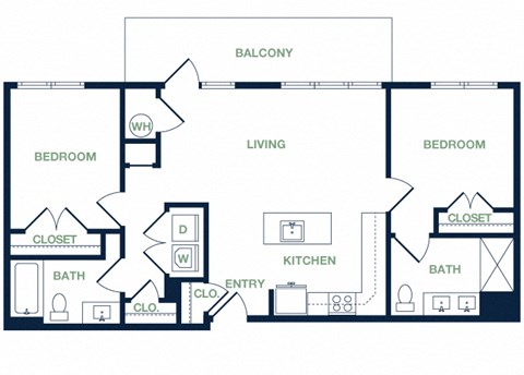 B3 2D floor plan 2 bed 2 bath