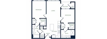 B6 2D floor plan 2 bed 2 bath