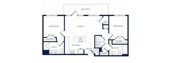 B7 2D floor plan 2 bed 2 bath