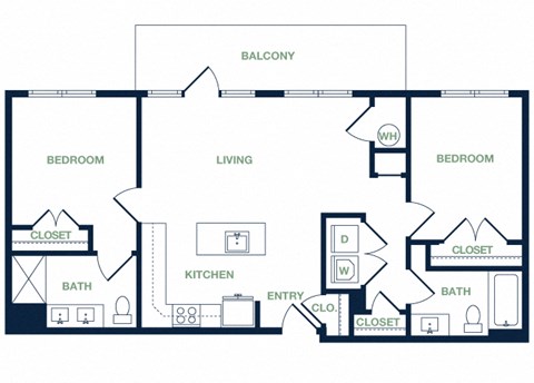 B7 2D floor plan 2 bed 2 bath