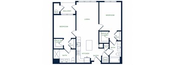 B8 2D floor plan 2 bed 2 bath