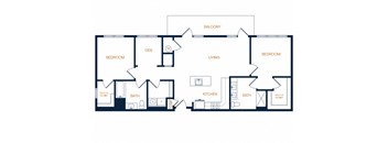 B9 2D floor plan 2 bed 2 bath