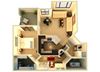 Almeria at Ocotillo A4 floor plan - 1 bedroom 1 bath - 3D Almeria at Ocotillo A4 floor plan - 1 bedroom 1 bath - 3D