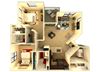 Almeria at Ocotillo B4 - floor plan - 2 bedroom 2 bath - 3D Almeria at Ocotillo B4 - floor plan - 2 bedroom 2 bath - 3D