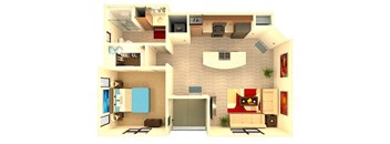 Almeria at Ocotillo L1 - Loft - floor plan - 1 bedroom 1 bath - 3D
