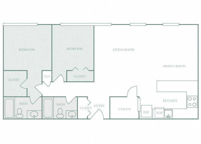 Harbor Hill B2 2 bedroom 2D floor plan