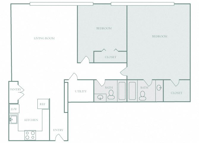 Harbor Hill B3 2 bedroom 2D floor plan