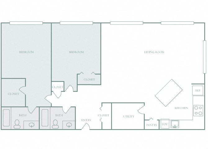 Harbor Hill B4 2 bedroom 2D floor plan