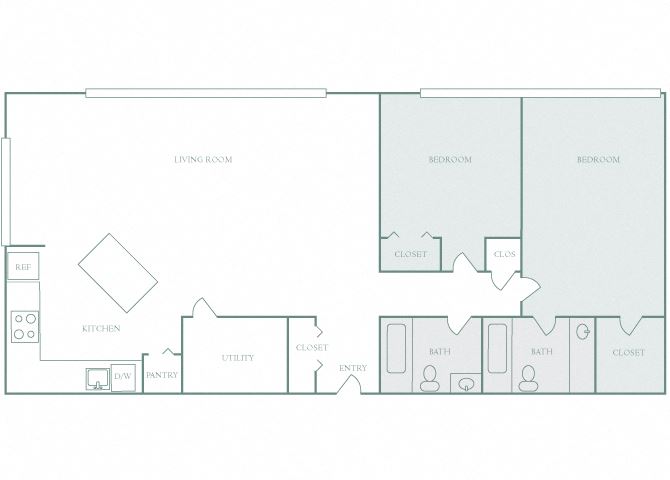 Harbor Hill B6 2 bedroom 2D floor plan