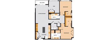 B07 - 2Bed 2Bath with Den - The Perry 2D Floor Plan
