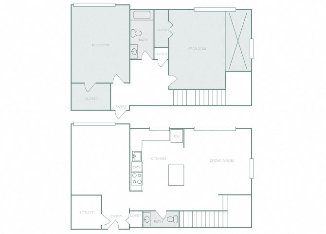 Harbor Hill B9 2 bedroom 2D floor plan