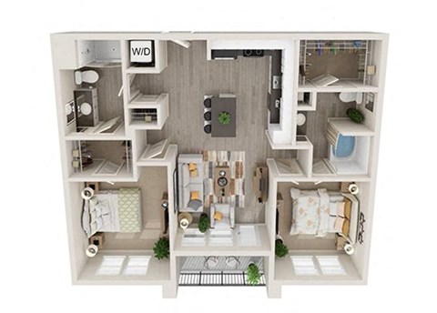 B1 - 2Bed 2Bath - 1033SF