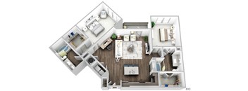 Juncture B10 floor plan 2 beds 2 baths 3D