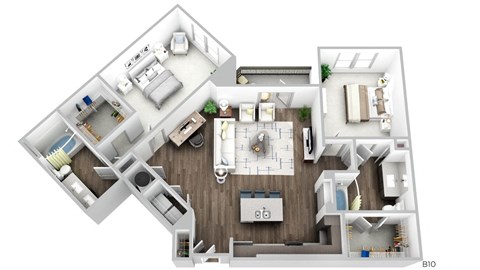 Juncture B10 floor plan 2 beds 2 baths 3D