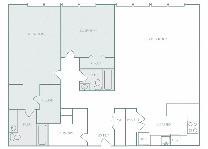 Harbor Hill B10 2 bedroom 2D floor plan