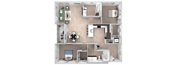 La Via - B10 - 2 bedroom 2 bath - 3D floor plan