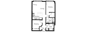 B10 - 2 Bed - 2 Bath - 1002 Sq Ft - 2D - Willow Apartments