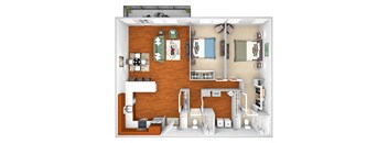 Harbor Hill Apartments - B11 - 2 bed 2 bath - 3D