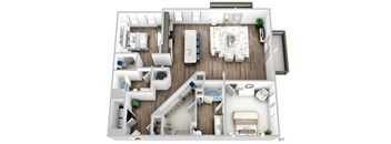 Juncture B11 floor plan 2 beds 2 baths 3D