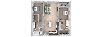 La Via - B11 - 2 bedroom 2 bath - 3D floor plan