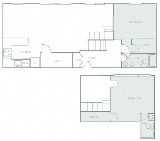 Harbor Hill Apartments floor plan B12 - 2 bed 2 bath - 2D Harbor Hill Apartments floor plan B12 - 2 bed 2 bath - 2D