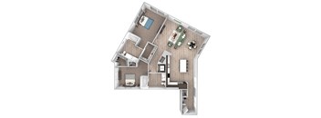 La Via - B12 - 2 bedroom 2 bath - 3D floor plan