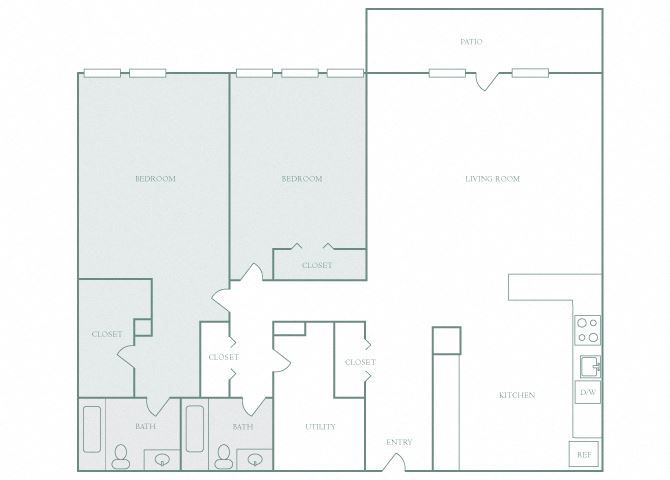 Harbor Hill B13 2 bedroom 2D floor plan