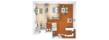 Harbor Hill Apartments - B14 - 2 bed 2 bath - 3D