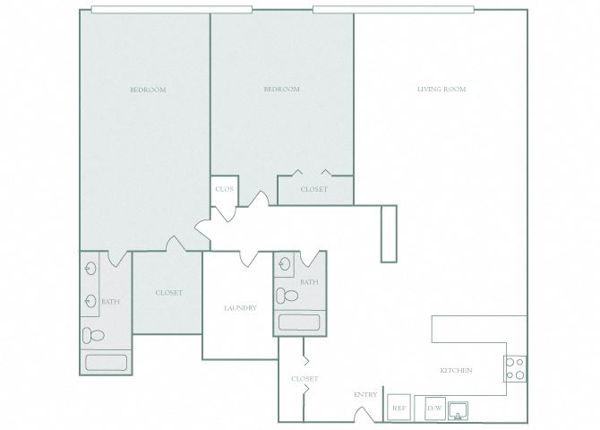 Harbor Hill B14 2 bedroom 2D floor plan